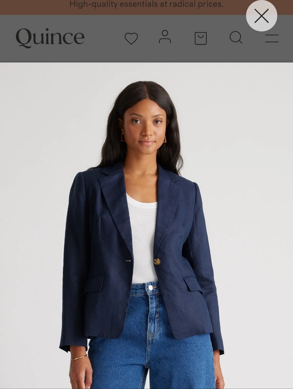 Quince Navy Single-Button Blazer